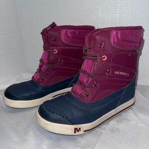 Merrell Magenta/Navy Winter Snow Boots Girls Size 4